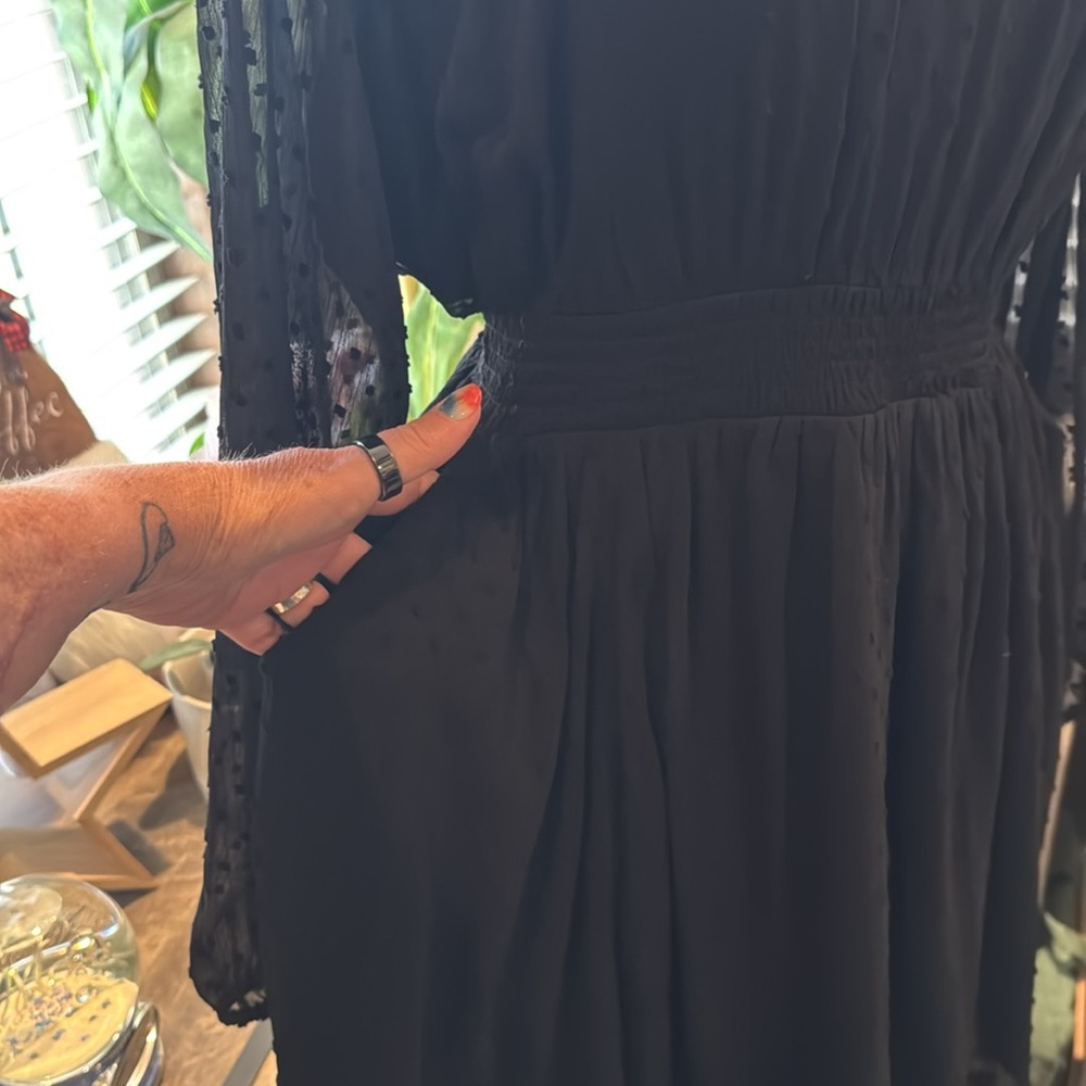 NWT Torrid Black Fit and Flare Dress with Bishop Sleeves - Picture 3 of 5